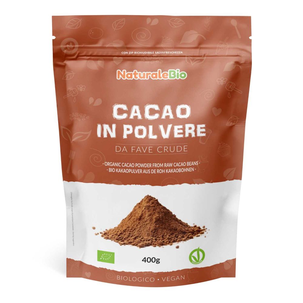 Cacao in polvere biologico 400g fronte 2021