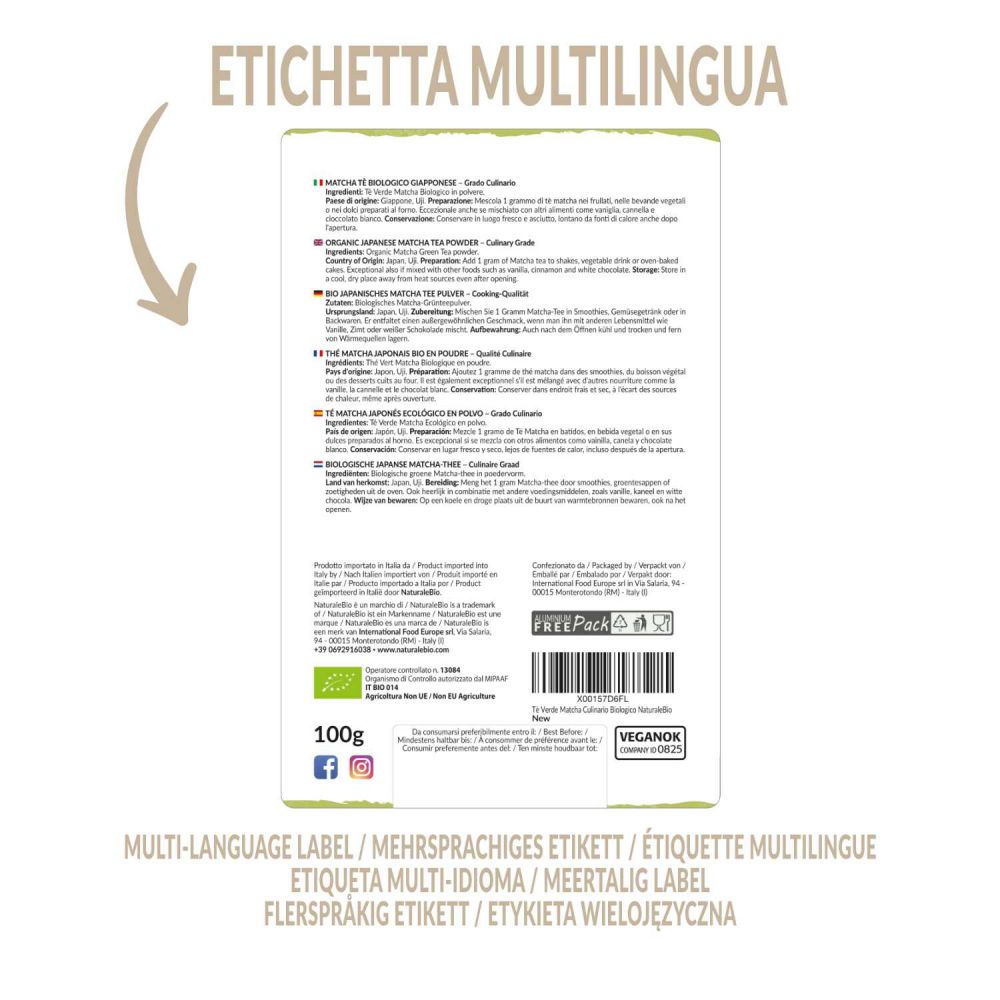 Matcha culinario biologico 100g retro multilingua 2021
