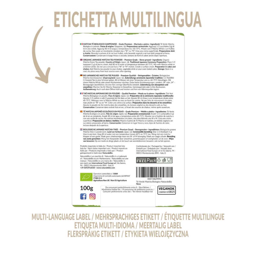 Matcha premium biologico 100g retro multilingua 2021